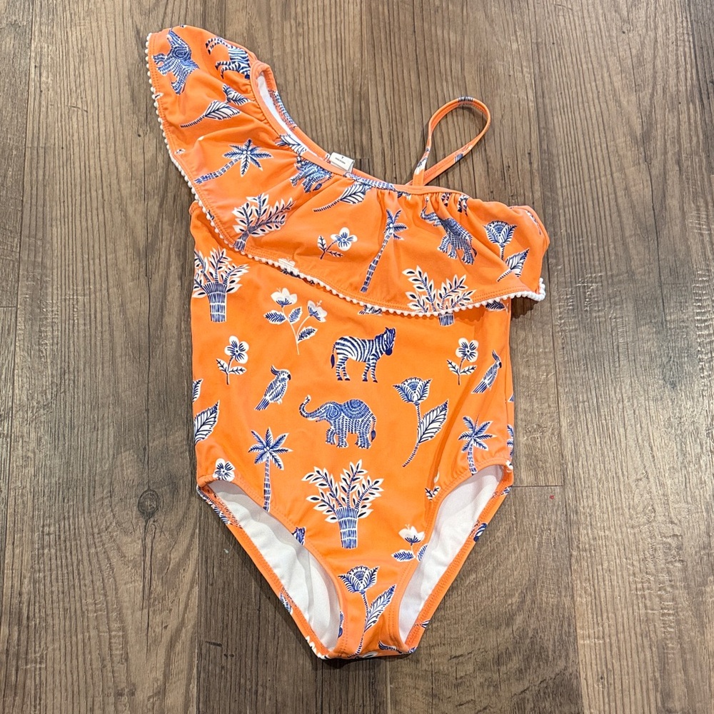 Janie & Jack Ruffle One Pc  Animal print Swimsuit size 7